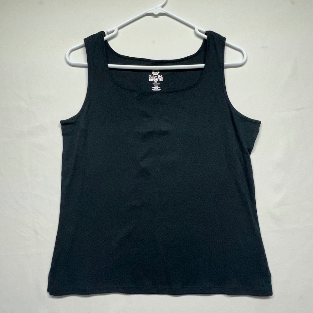 Ruby Rd. Favorites Black Tank Top 100% Cotton Womens Size Petite Large